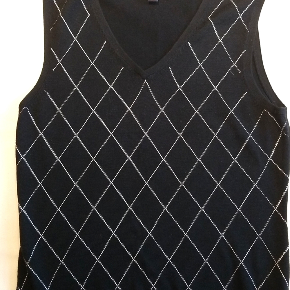 346 BROOKS BROTHERS Vest black and white diamond pattern 100%cotton
